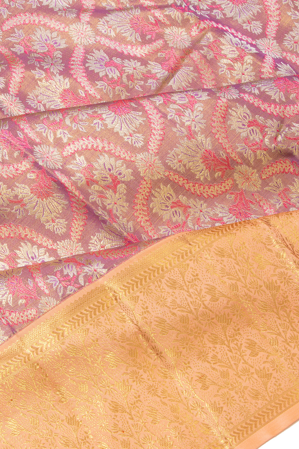 Kanchipuram Silk Tissue Brocade Purple Saree