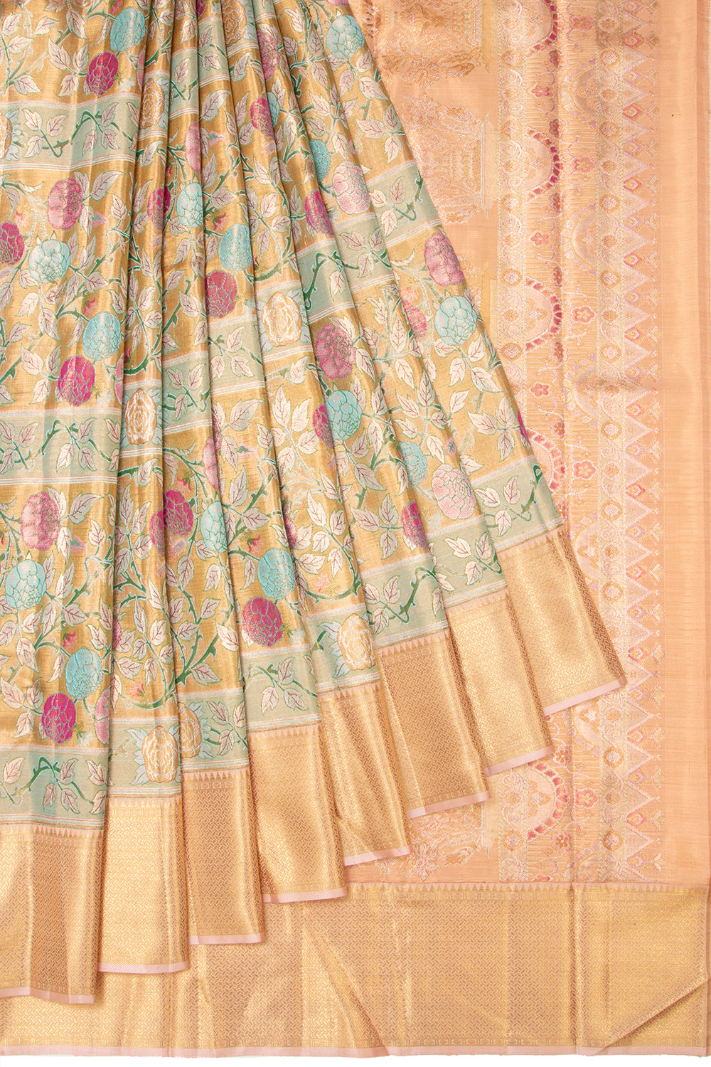 Kanchipuram Silk Tissue Brocade Gold Saree