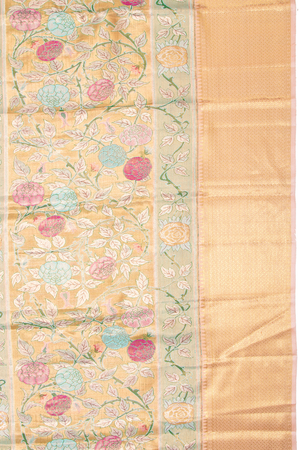 Kanchipuram Silk Tissue Brocade Gold Saree - Not Allowed Online