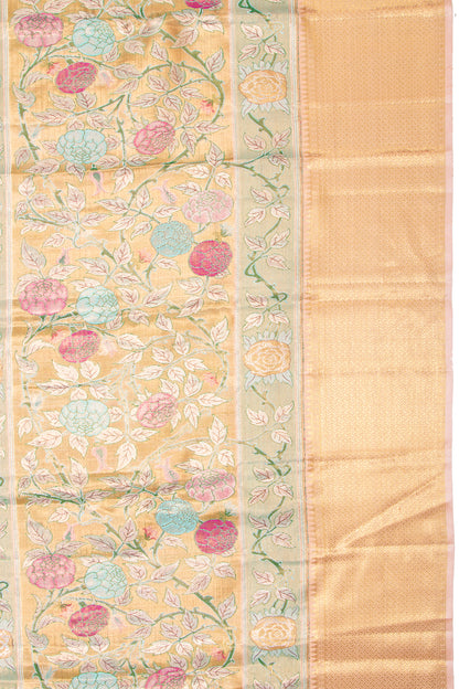 Kanchipuram Silk Tissue Brocade Gold Saree - Not Allowed Online