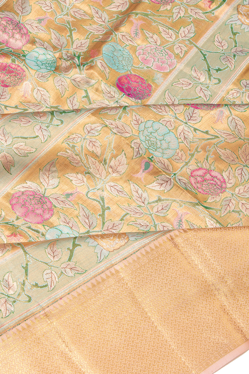 Kanchipuram Silk Tissue Brocade Gold Saree - Not Allowed Online