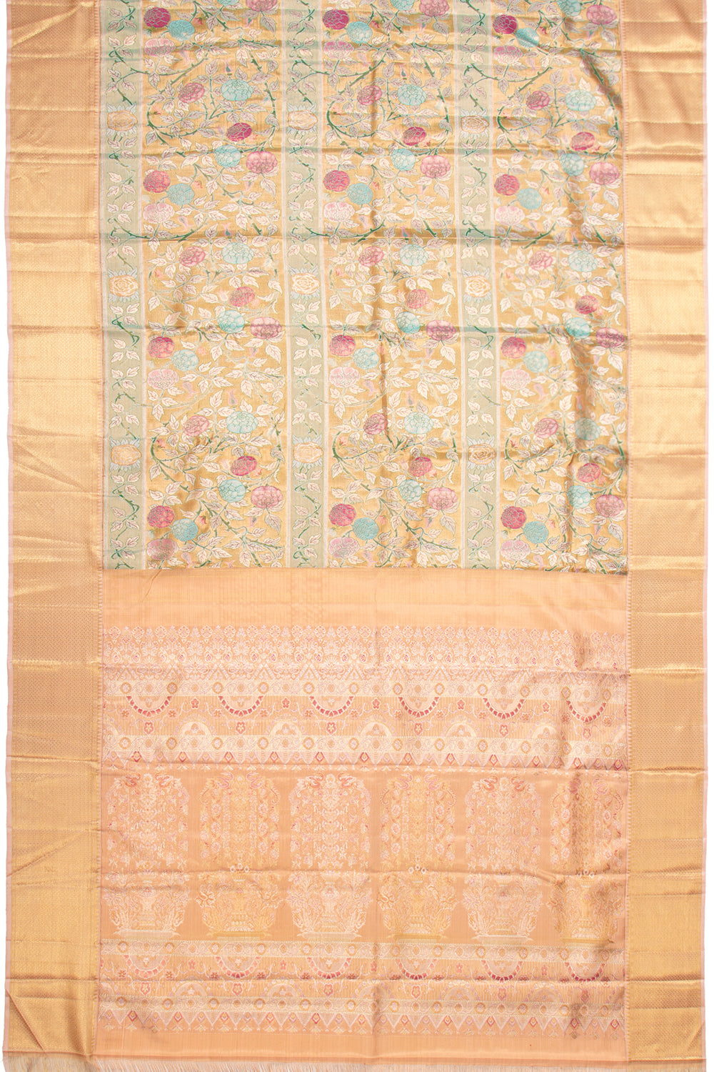 Kanchipuram Silk Tissue Brocade Gold Saree - Not Allowed Online