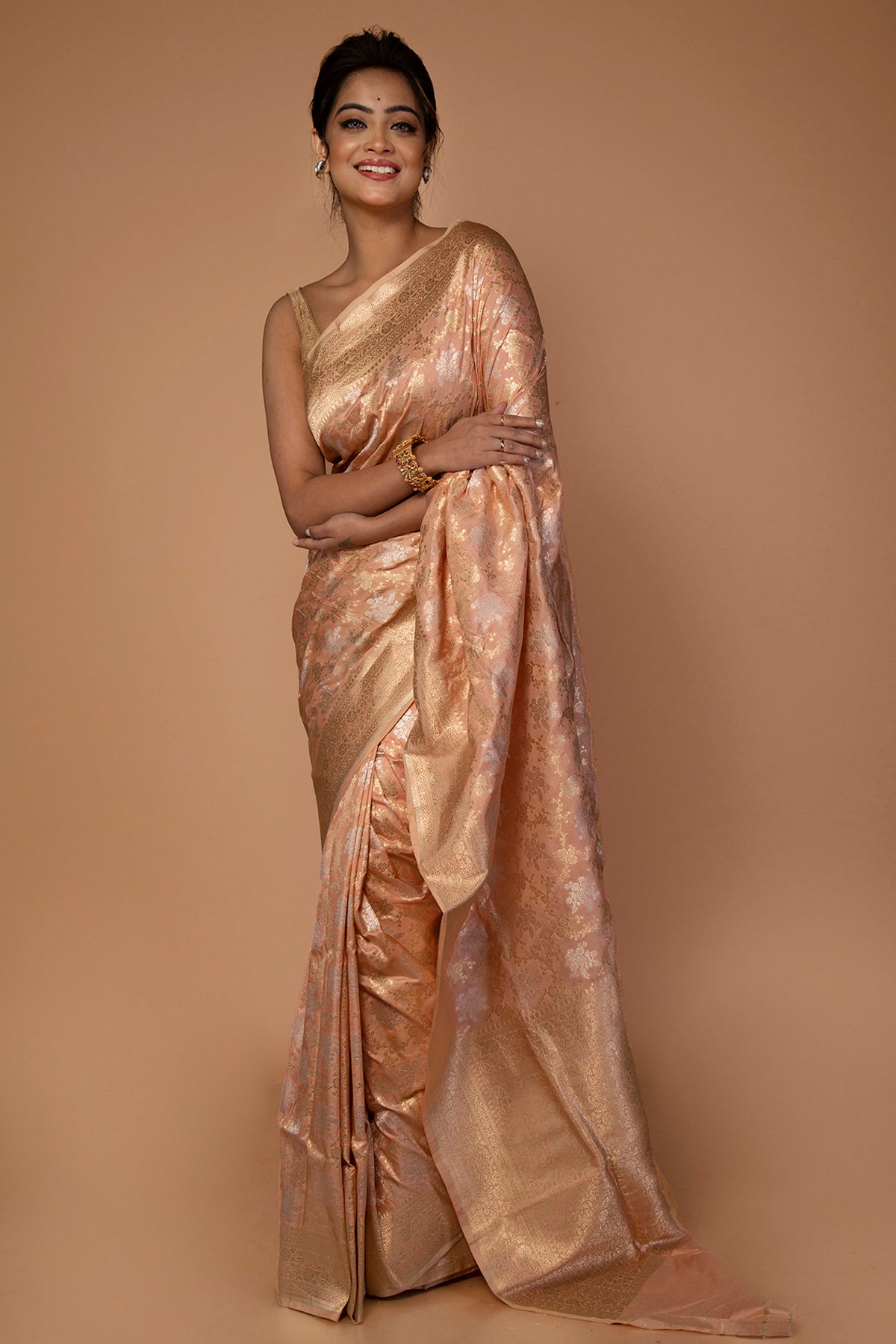 Banarasi Silk Jaal Cream Saree