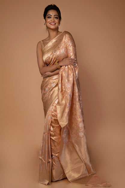 Banarasi Silk Jaal Cream Saree