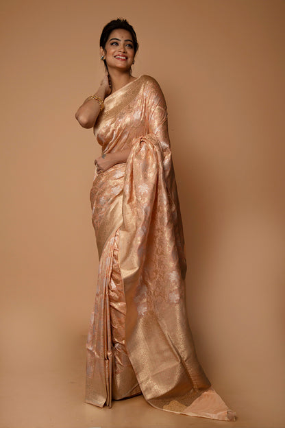 Banarasi Silk Jaal Cream Saree