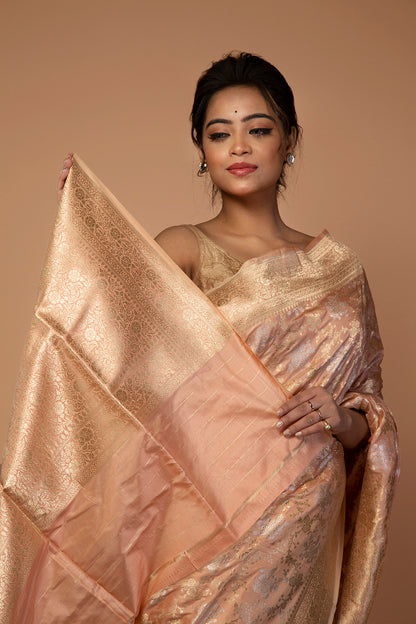Banarasi Silk Jaal Cream Saree