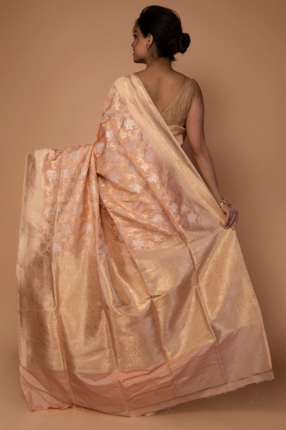 Banarasi Silk Jaal Cream Saree