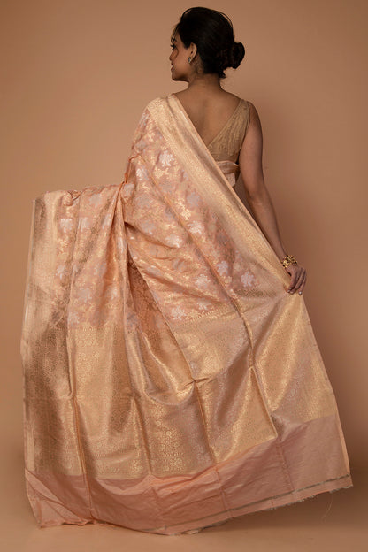 Banarasi Silk Jaal Cream Saree