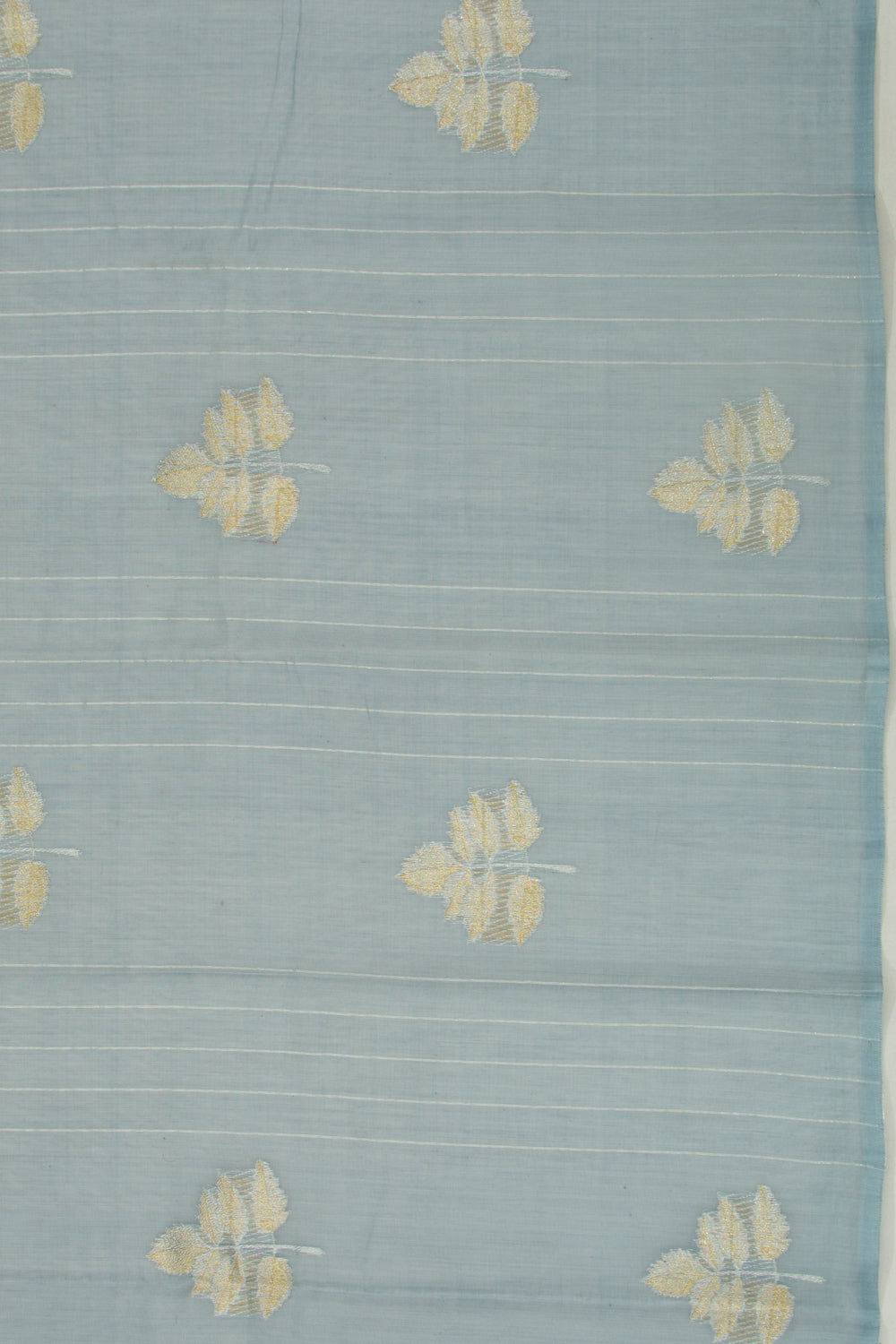 Kanchipuram Linen Cotton Vertical Lines And Butta Pastel Blue Saree