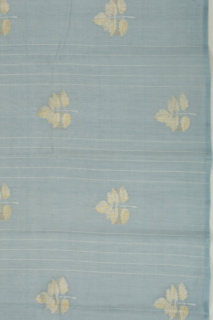 Kanchipuram Linen Cotton Vertical Lines And Butta Pastel Blue Saree