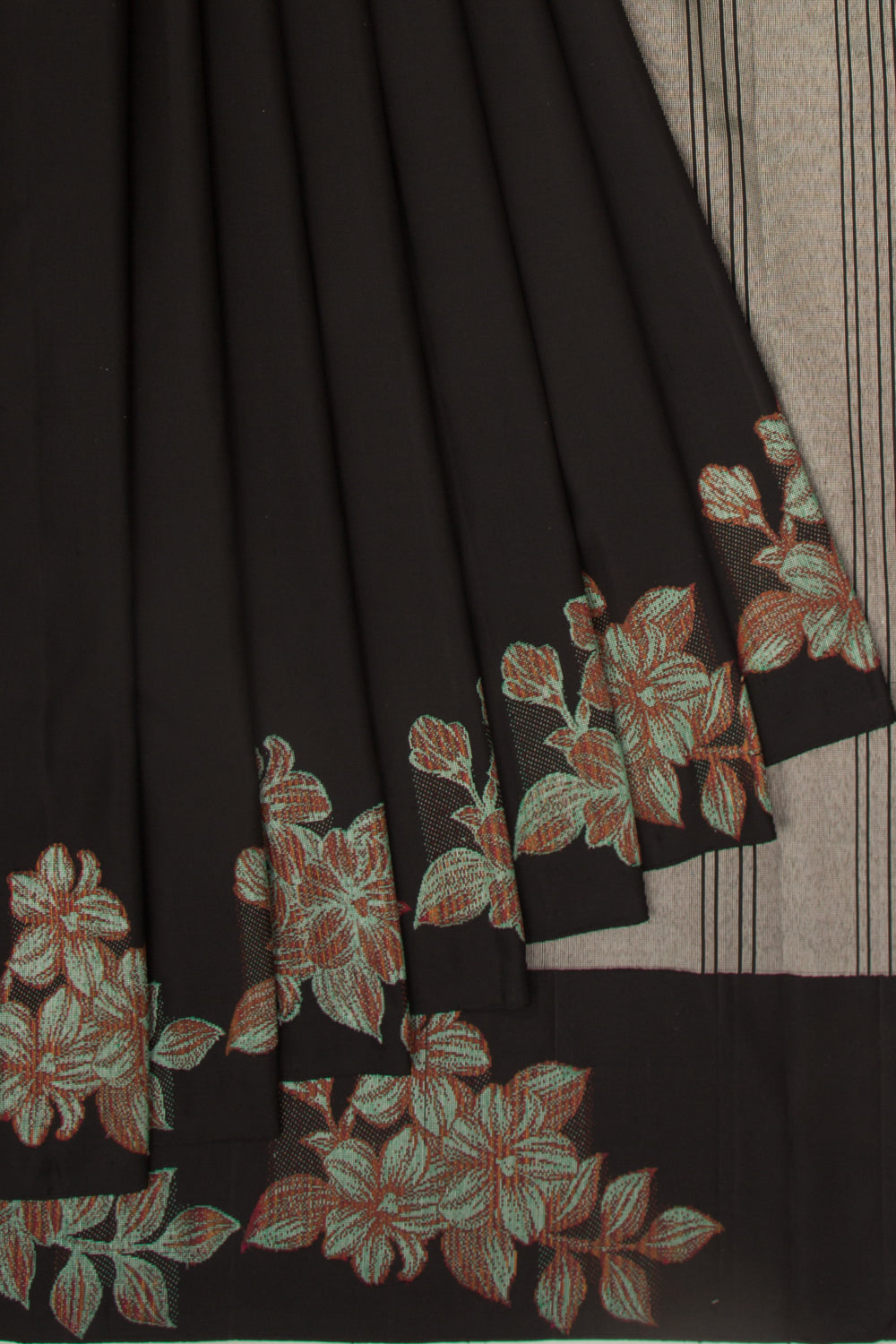 Kanchipuram Silk Plain Black Saree