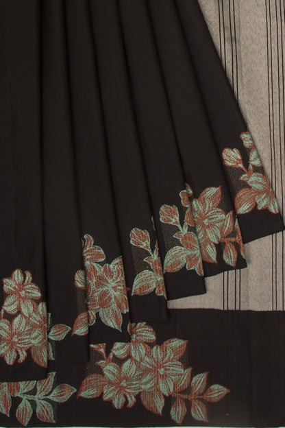 Kanchipuram Silk Plain Black Saree