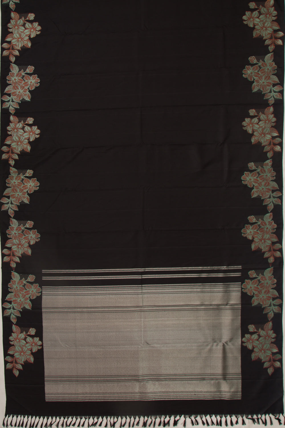 Kanchipuram Silk Plain Black Saree