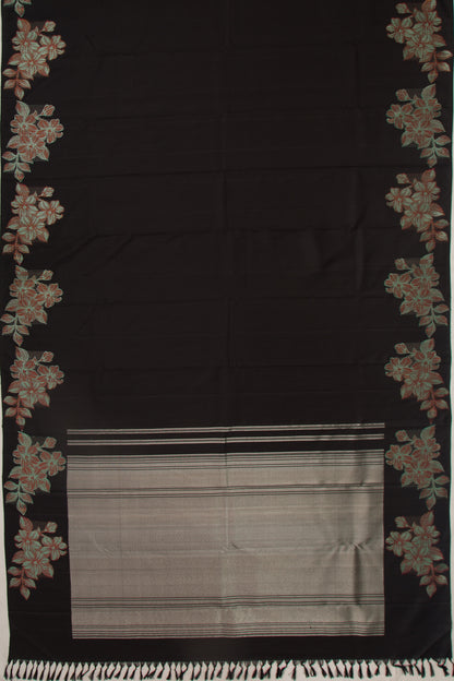 Kanchipuram Silk Plain Black Saree