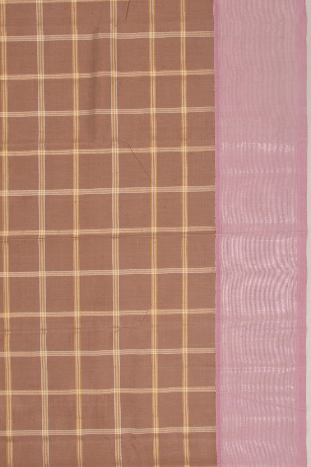Kanchipuram Silk Checks Brown Saree