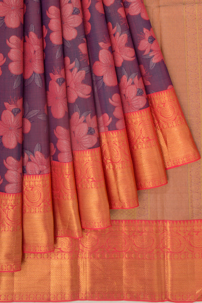 Taranga Kanchi Silk Floral Printed Blue Saree