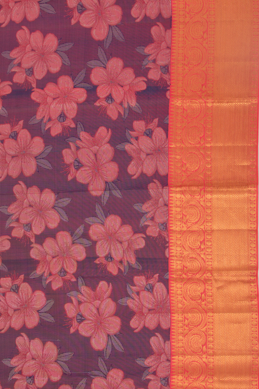 Taranga Kanchi Silk Floral Printed Blue Saree