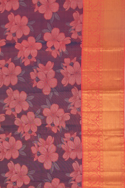 Taranga Kanchi Silk Floral Printed Blue Saree
