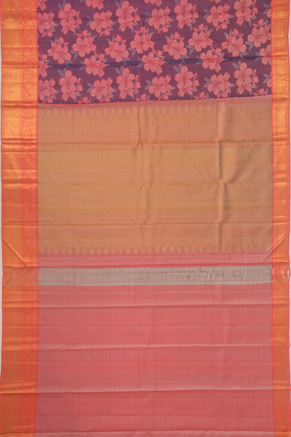 Taranga Kanchi Silk Floral Printed Blue Saree