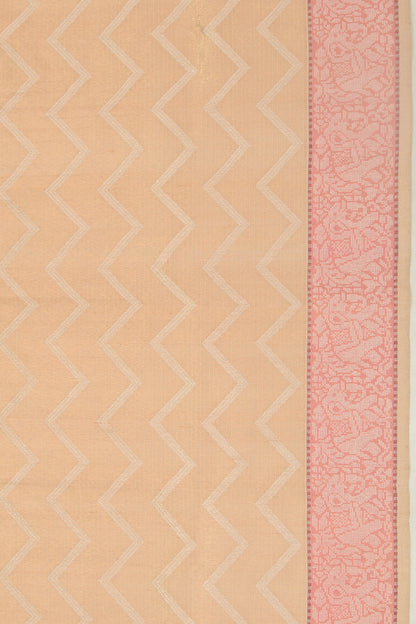 Kota Silk Tissue Zig Zag Lines Cream Saree
