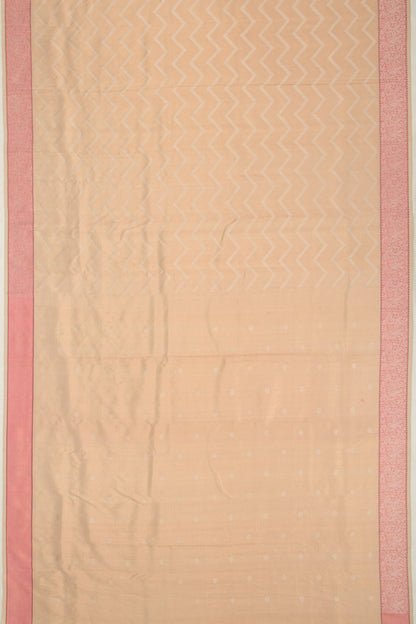 Kota Silk Tissue Zig Zag Lines Cream Saree