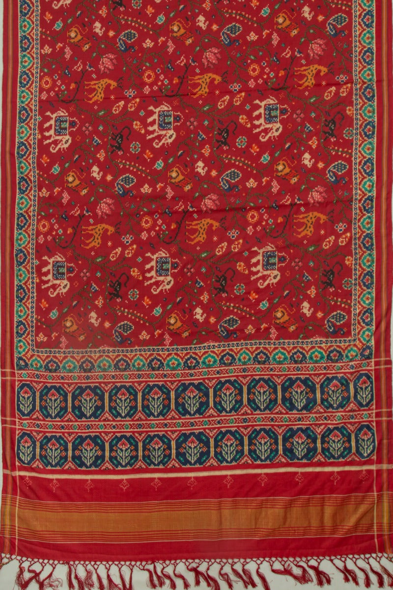 Patan Patola Silk Double Ikat Red Saree