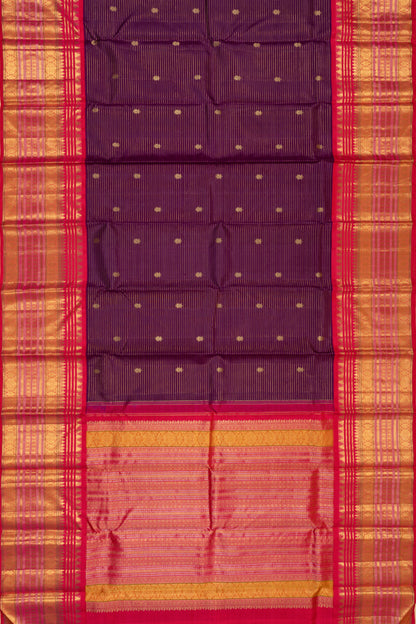 Kanchipuram Silk Oosi Lines And Butta Purple Saree