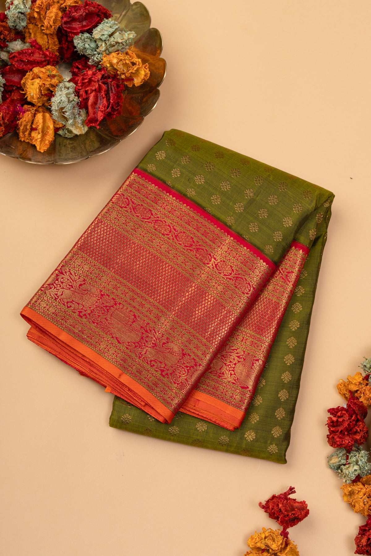 Kanchipuram Silk Brocade Green Saree
