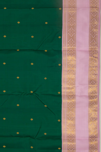 Kanchipuram Silk Butta Dark Green Saree