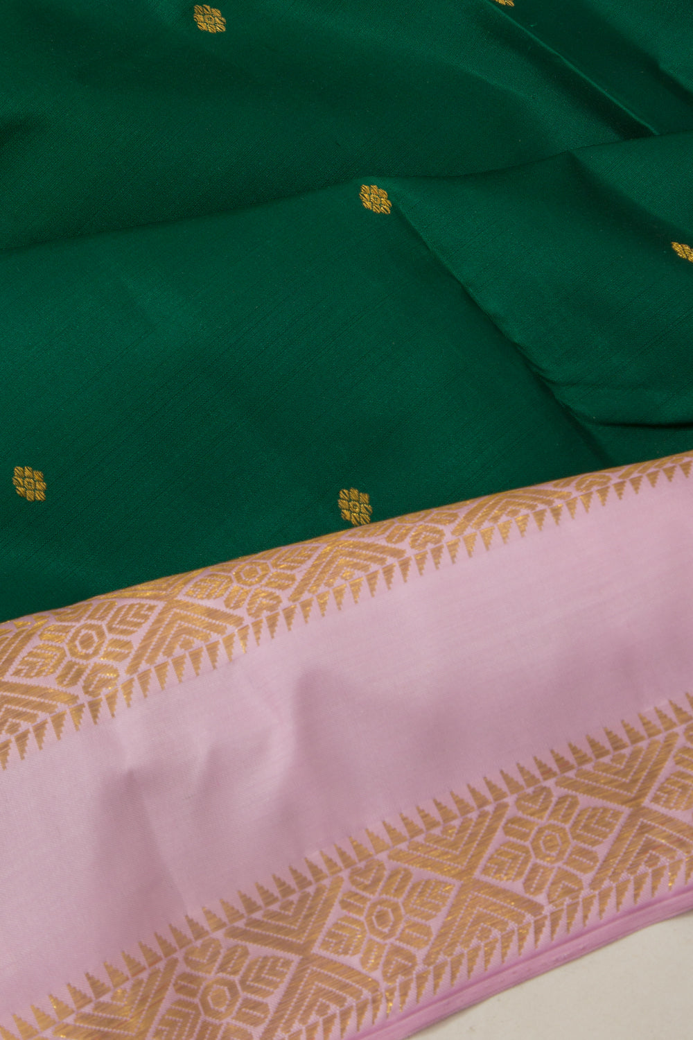 Kanchipuram Silk Butta Dark Green Saree