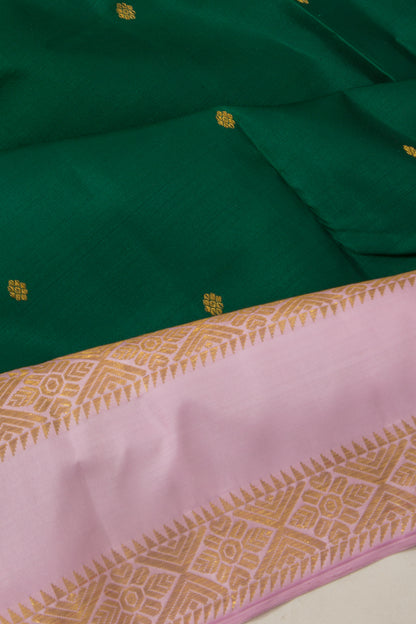 Kanchipuram Silk Butta Dark Green Saree