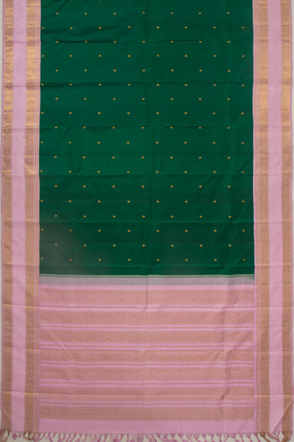 Kanchipuram Silk Butta Dark Green Saree