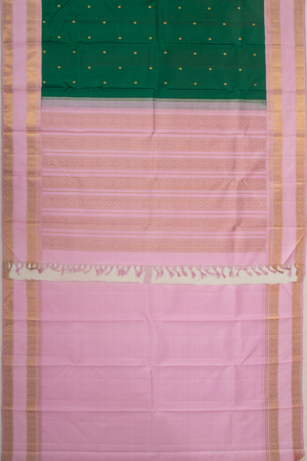 Kanchipuram Silk Butta Dark Green Saree