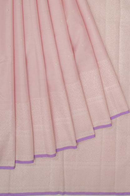 Kanchipuram Silk Horizontal Lines And Butta Baby Pink Saree