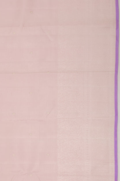 Kanchipuram Silk Horizontal Lines And Butta Baby Pink Saree
