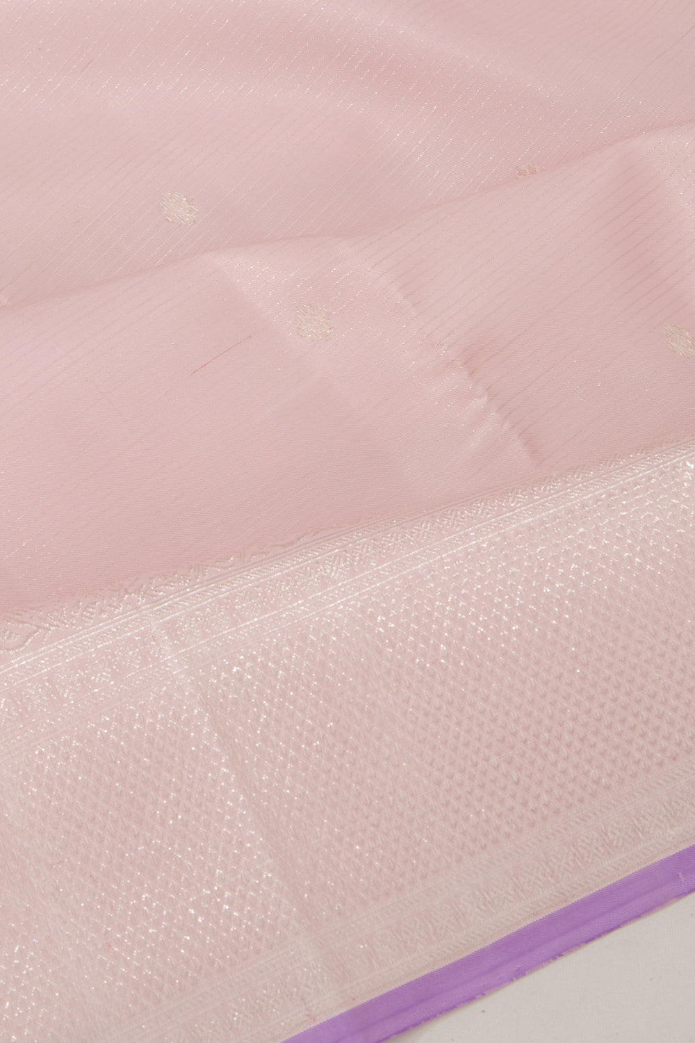 Kanchipuram Silk Horizontal Lines And Butta Baby Pink Saree