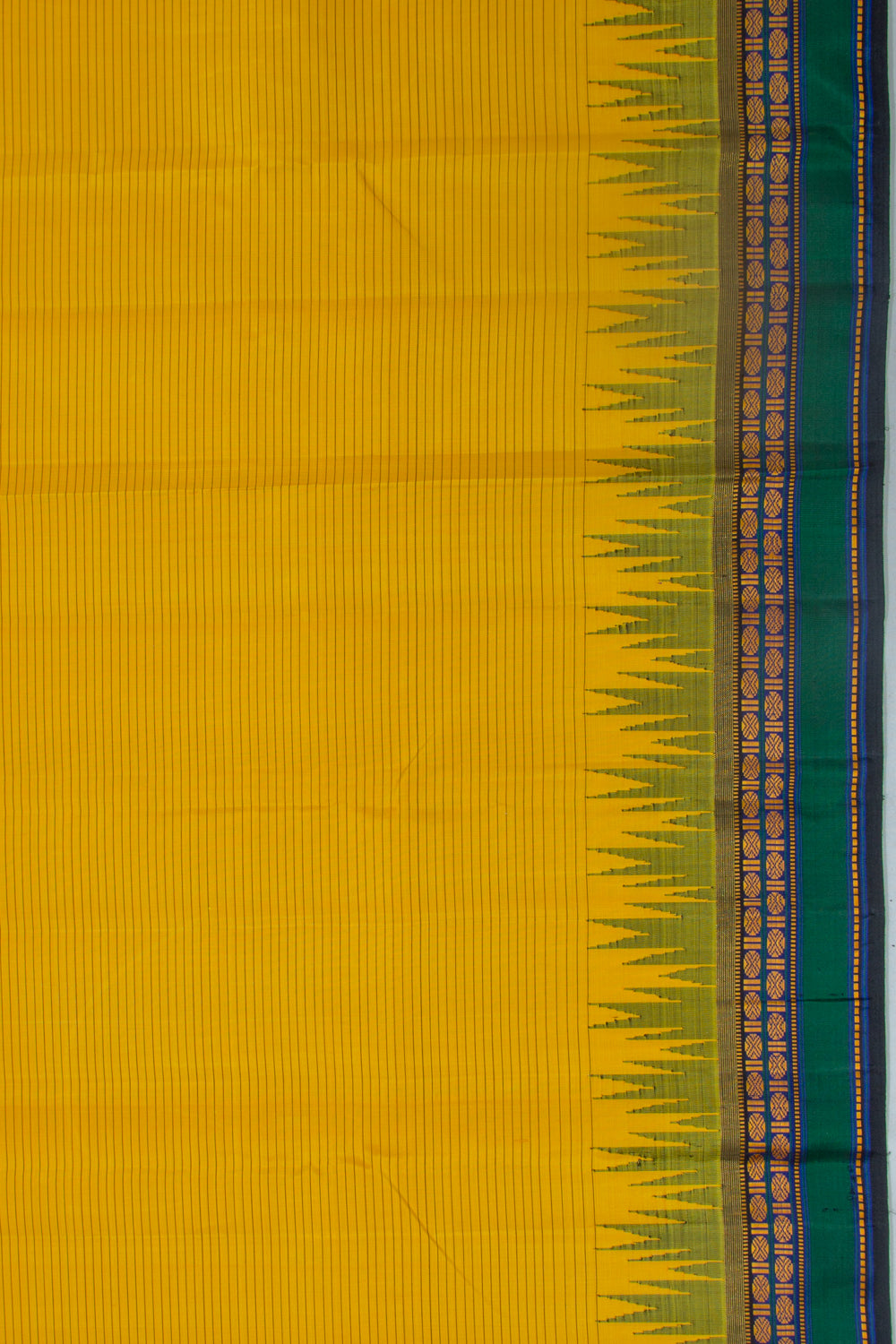 Kanchipuram Silk Horizontal Lines Yellow Saree