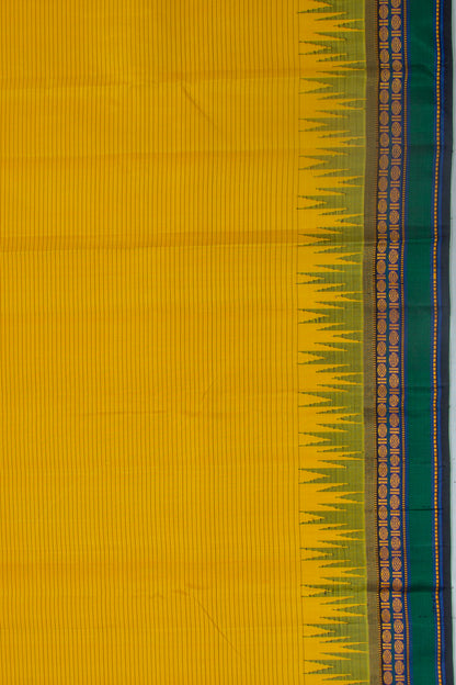 Kanchipuram Silk Horizontal Lines Yellow Saree