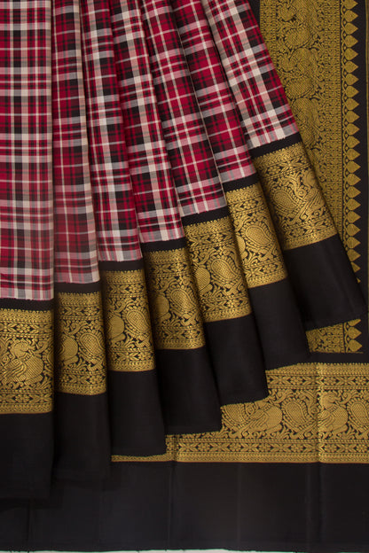 Kanchipuram Silk Checks Red Saree