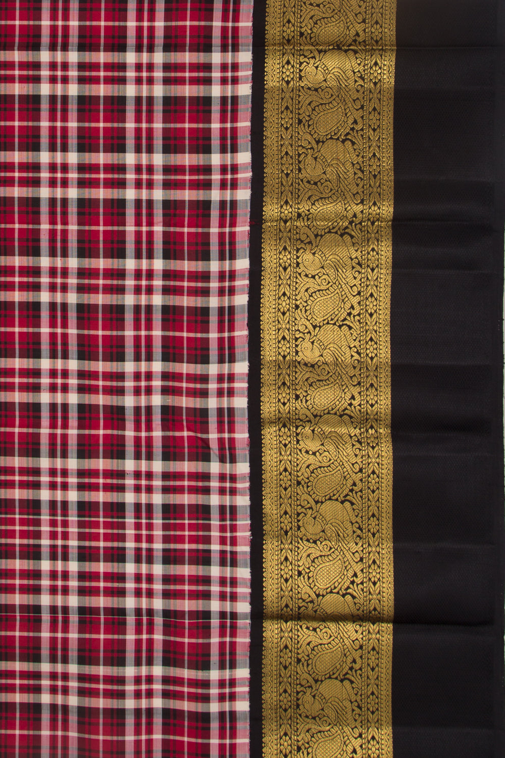 Kanchipuram Silk Checks Red Saree