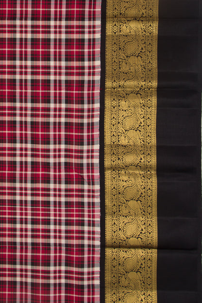 Kanchipuram Silk Checks Red Saree
