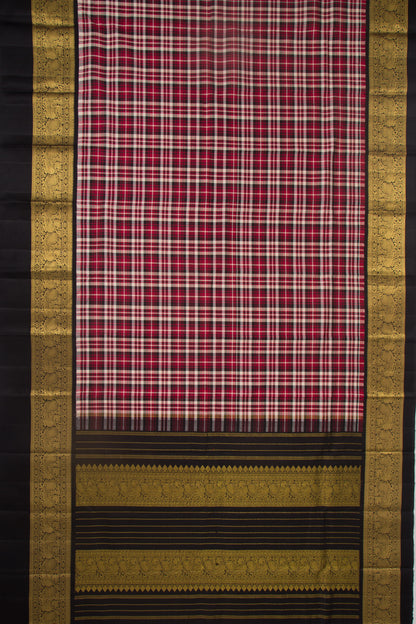 Kanchipuram Silk Checks Red Saree