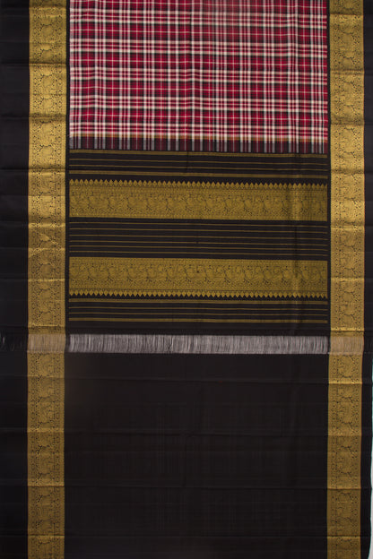 Kanchipuram Silk Checks Red Saree