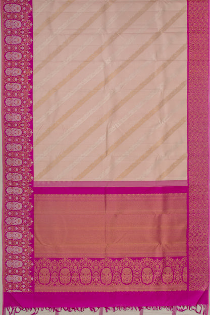 Kanchipuram Silk Leheriya Cream Saree