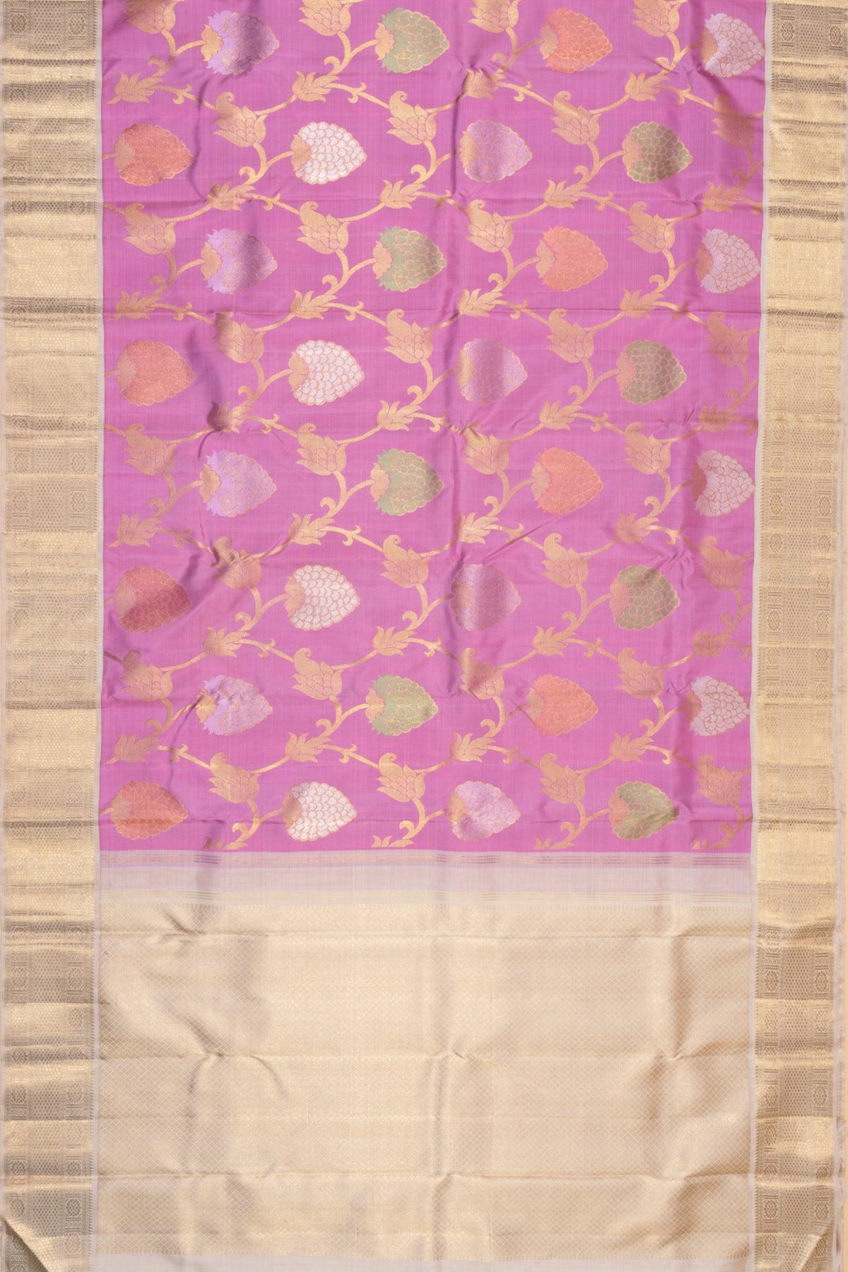 Kanchipuram Silk Jaal Lavender Saree