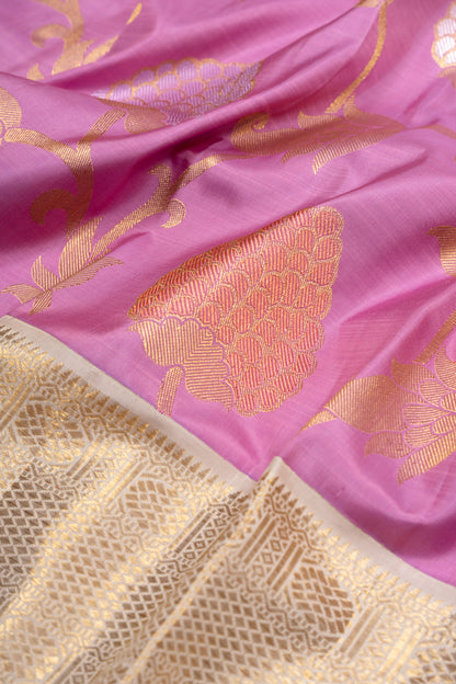 Kanchipuram Silk Jaal Lavender Saree