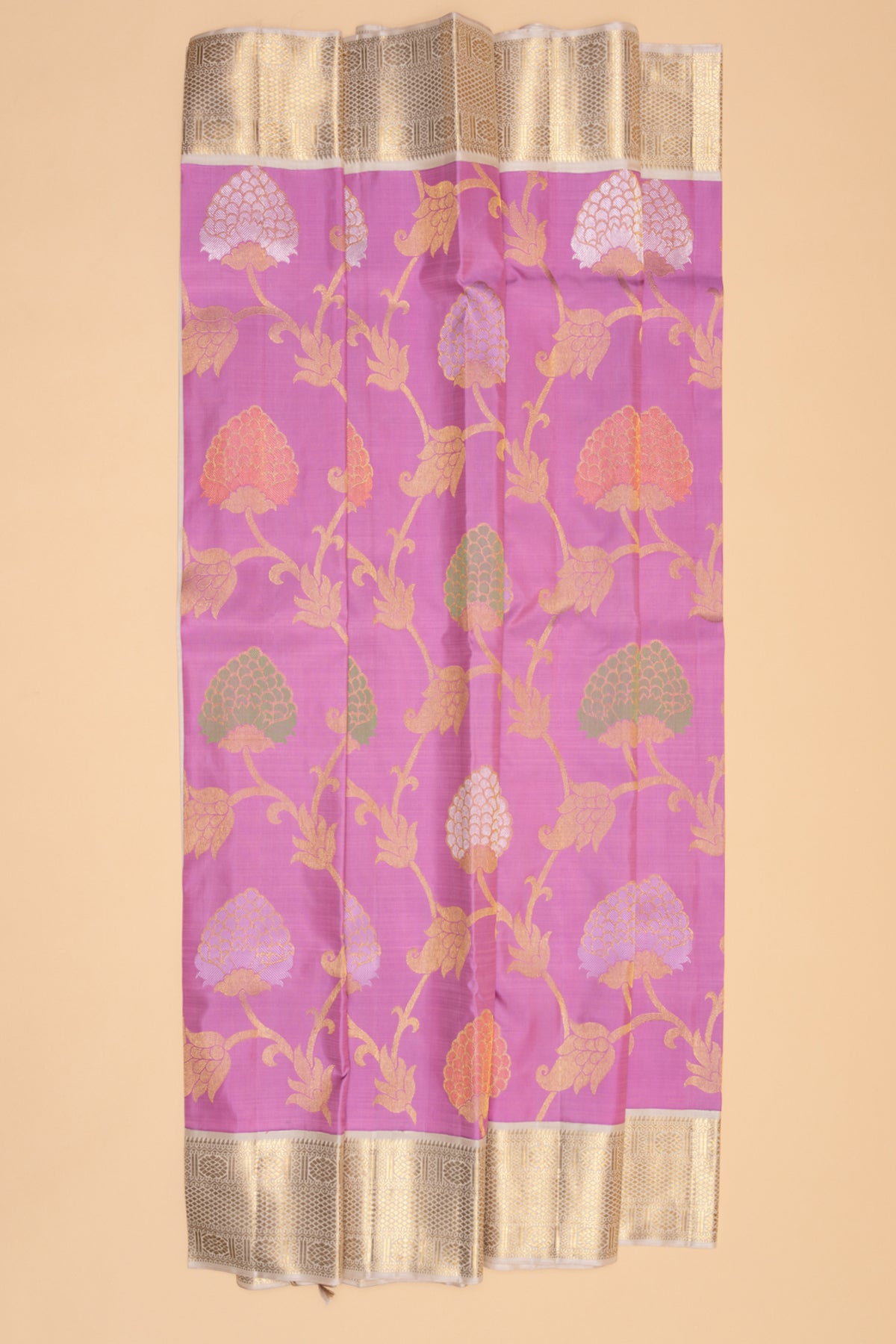 Kanchipuram Silk Jaal Lavender Saree