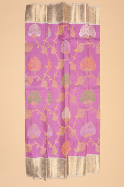 Kanchipuram Silk Jaal Lavender Saree