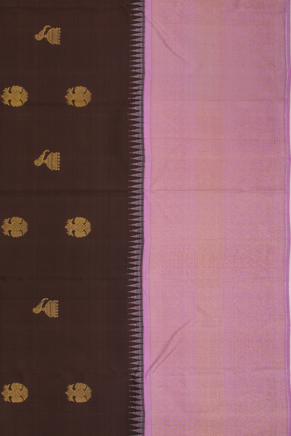 Kanchipuram Silk Butta Brown Saree