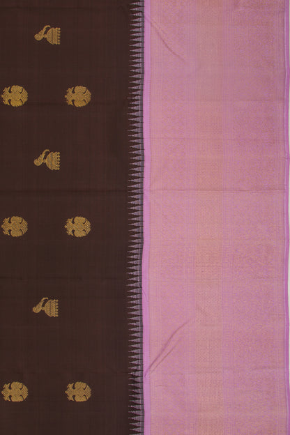 Kanchipuram Silk Butta Brown Saree